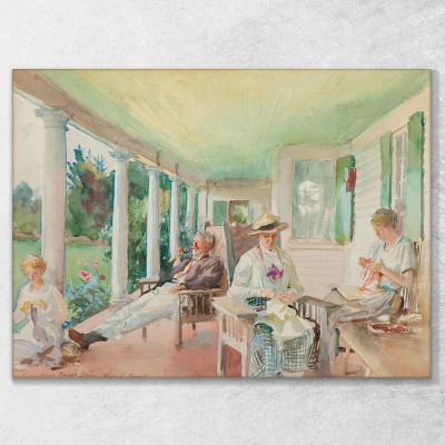 Auf Der Veranda John Singer Sargent, jss206 drucken auf leinwand