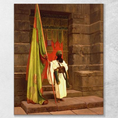 Il Portatore In Piedi Che Spiega La Bandiera Sacra Jean-Léon Gérôme, jlg149 quadro stampa su tela