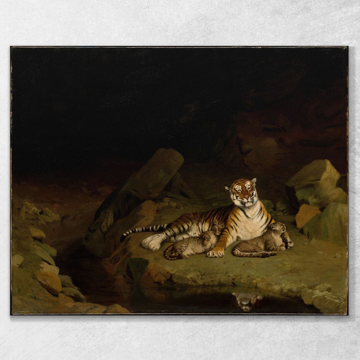 Tigre E Cuccioli Jean-Léon Gérôme jlg153 quadro stampa su tela