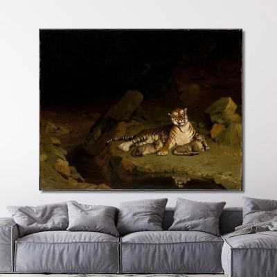 Tigre E Cuccioli Jean-Léon Gérôme jlg153 quadro stampa su tela