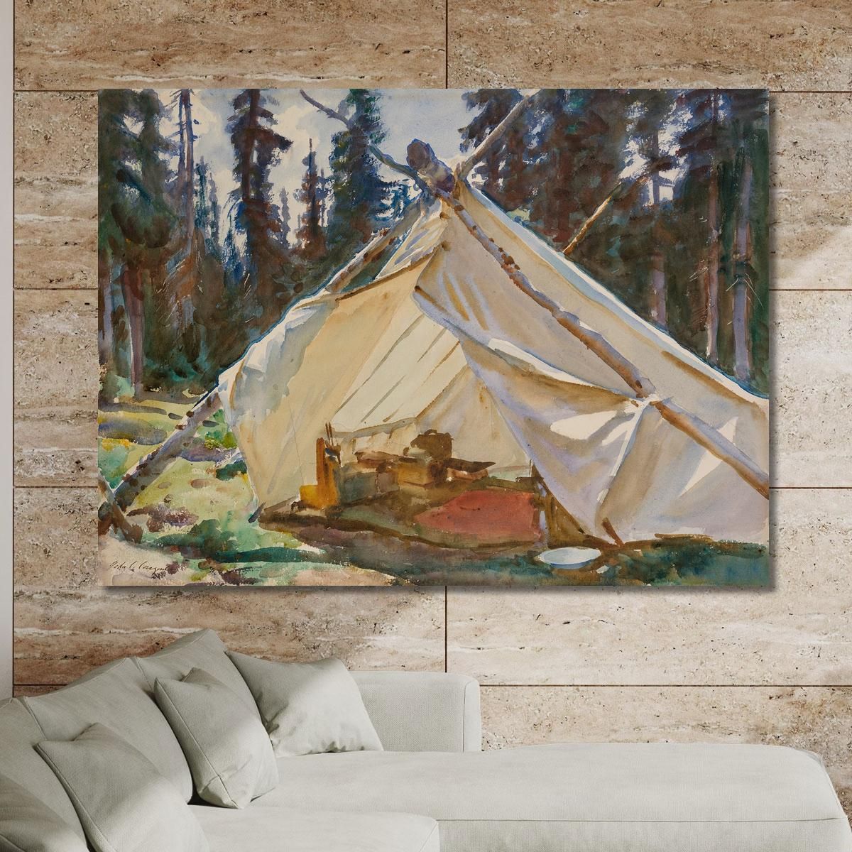 Una Tenda Nelle Montagne Rocciose John Singer Sargent jss5 quadro stampa su tela