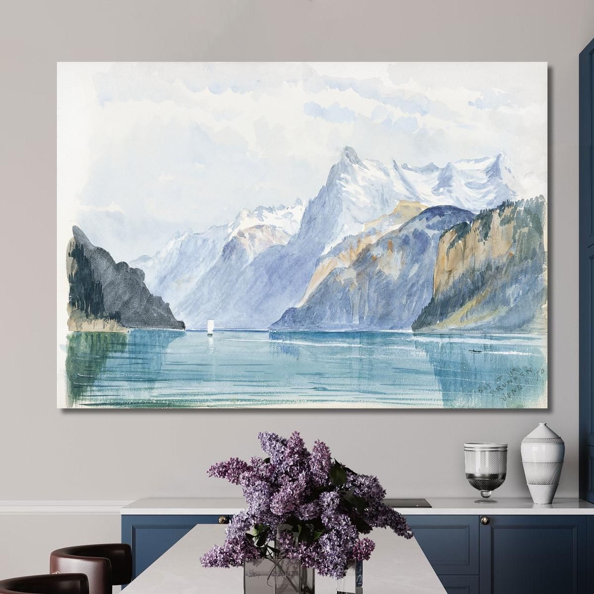 Baia Di Uri Brunnen Dalla Svizzera John Singer Sargent jss20 quadro stampa su tela
