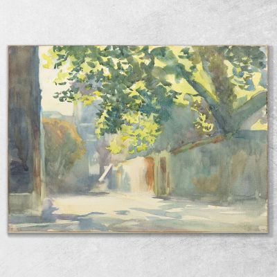 Sunlit Wall Under A Tree John Singer Sargent, jss296 canvas print