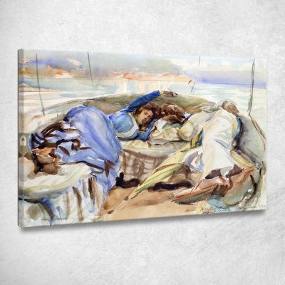 Due Figure In Una Barca Isola Bella Italia John Singer Sargent jss343 quadro stampa su tela