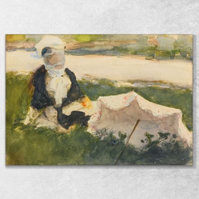 Donna Con L'Ombrellone John Singer Sargent jss375 quadro stampa su tela