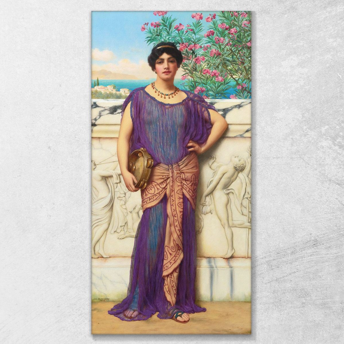 La Ragazza Del Tamburello John William Godward jwg83 quadro stampa su tela