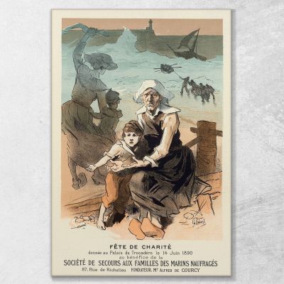 Società Di Soccorso Per Le Famiglie Dei Naufraghi Jules Chéret jch105 quadro stampa su tela