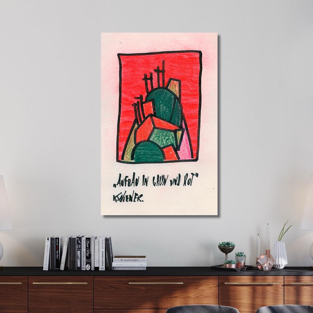 Struttura In Verde E Rosso Karl Wiener kwn24 quadro stampa su tela