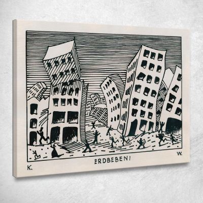 Terremoto Karl Wiener kwn166 quadro stampa su tela