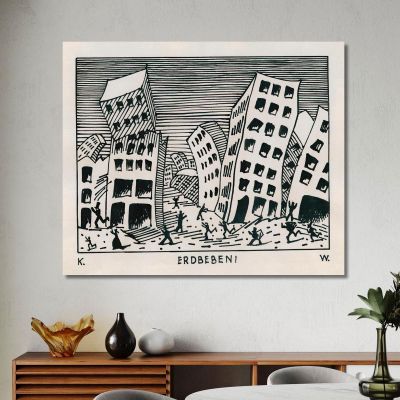Terremoto Karl Wiener kwn166 quadro stampa su tela Terremoto Karl Wiener kwn166 quadro stampa su tela