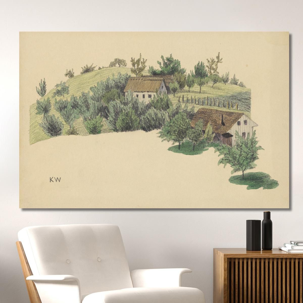 Fattorie Senza Titolo In Collina Karl Wiener kwn483 quadro stampa su tela