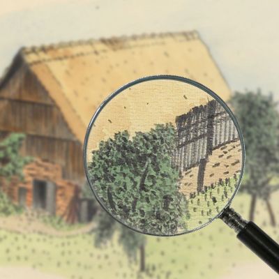 Fattoria Senza Titolo Karl Wiener kwn484 quadro stampa su tela