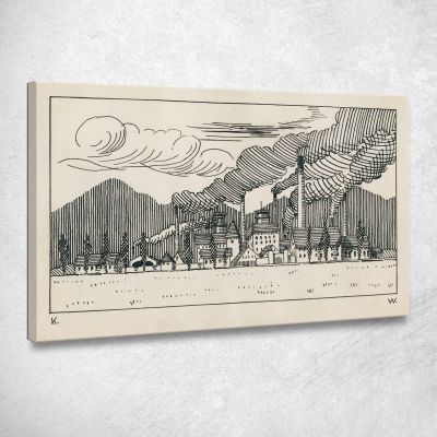 Fabbrica Senza Titolo Con Camini Fumanti Karl Wiener kwn499 quadro stampa su tela