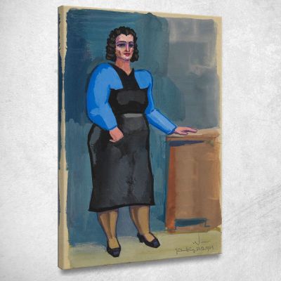 Donna Senza Titolo In Camicetta Blu E Abito Nero Karl Wiener kwn505 quadro stampa su tela