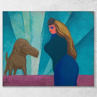 Ohne Titel Frau Und Hund Karl Wiener, kwn512 drucken auf leinwand