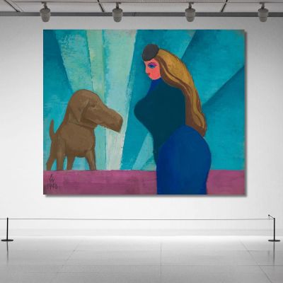 Donna E Cane Senza Titolo Karl Wiener kwn512 quadro stampa su tela