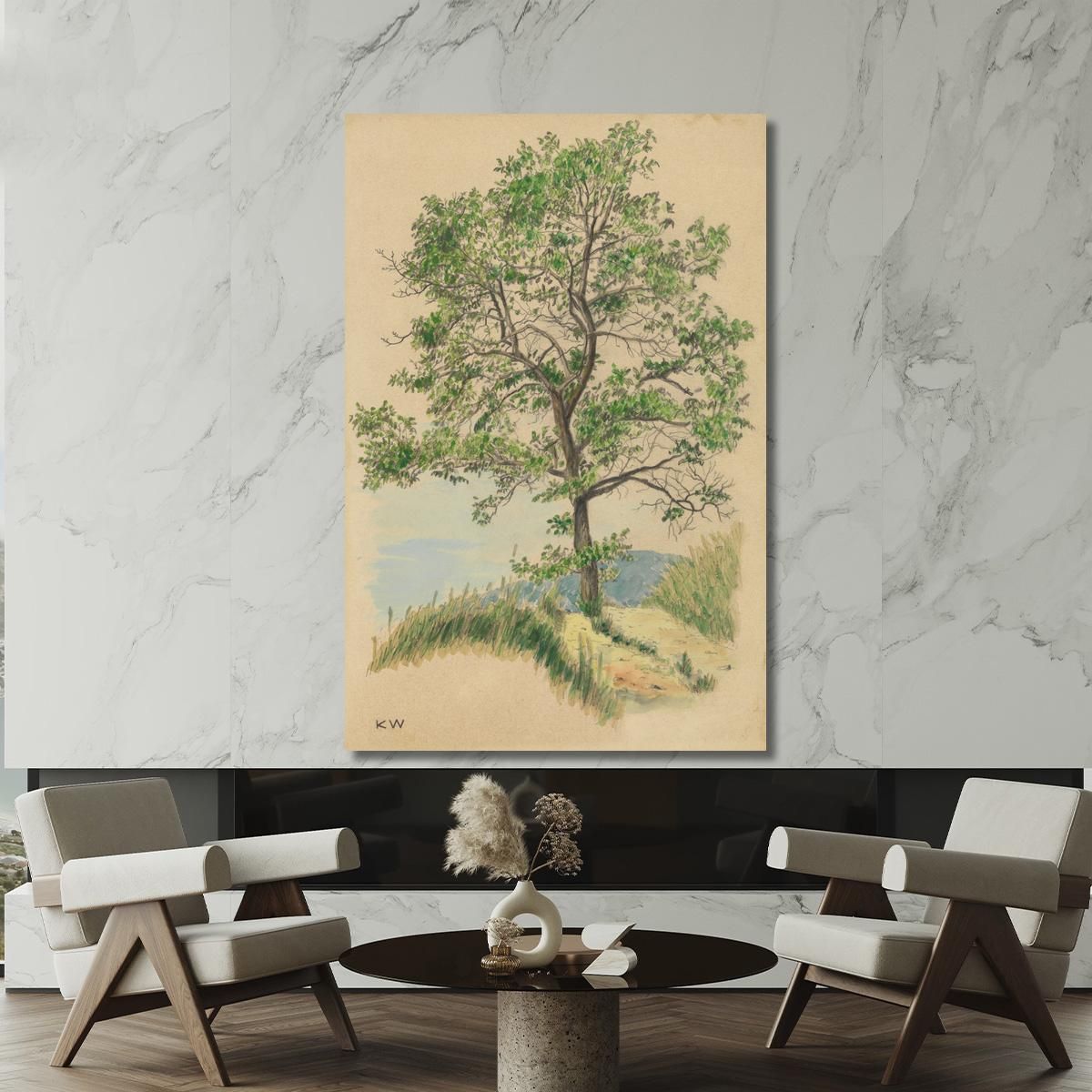 Albero A Foglie Decidue E Sentiero Senza Titolo Karl Wiener kwn559 quadro stampa su tela