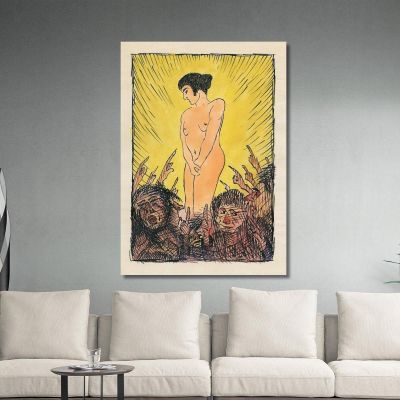 Figura Femminile Nuda Senza Titolo Karl Wiener kwn565 quadro stampa su tela