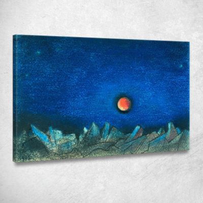 Senza Titolo Luna Rossa Sul Paesaggio Di Macerie Karl Wiener kwn580 quadro stampa su tela