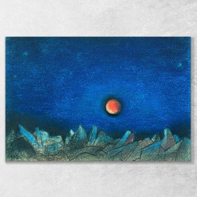 Senza Titolo Luna Rossa Sul Paesaggio Di Macerie Karl Wiener kwn580 quadro stampa su tela