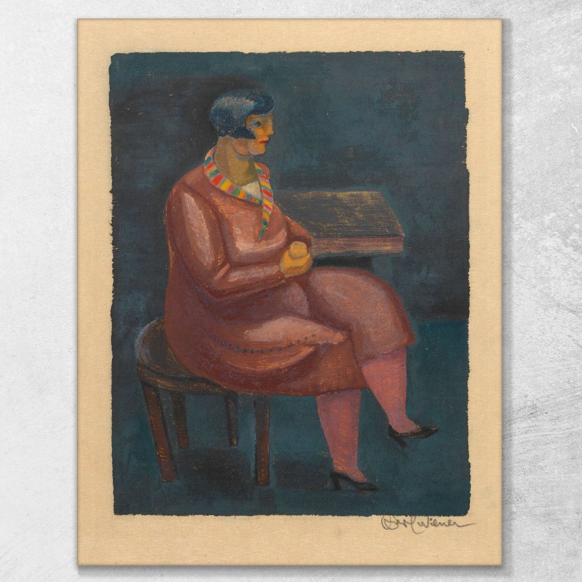 Donna Seduta Senza Titolo Karl Wiener kwn586 quadro stampa su tela