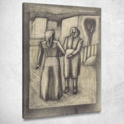 Due Donne Senza Titolo Karl Wiener kwn612 quadro stampa su tela