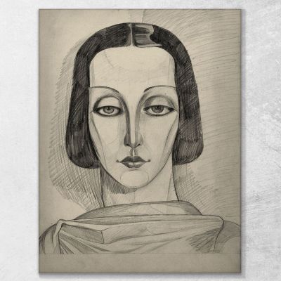 Disegno Del Ritratto Femminile Karl Wiener kwn755 quadro stampa su tela