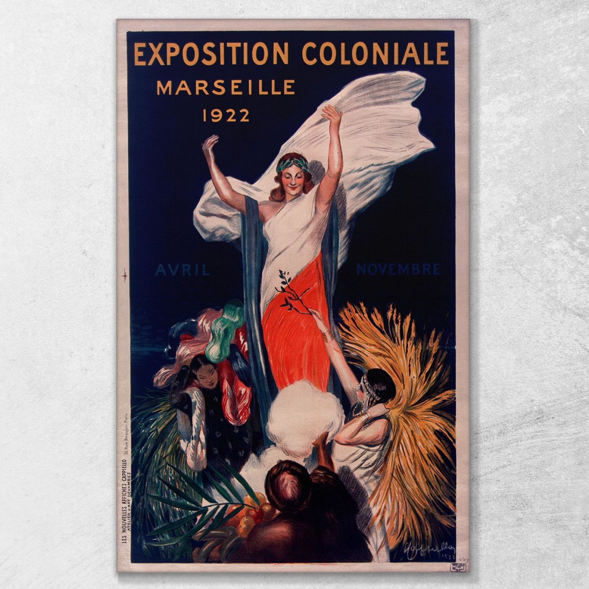 Mostra Coloniale Marsiglia 1922 Leonetto Cappiello lcp45 quadro stampa su tela