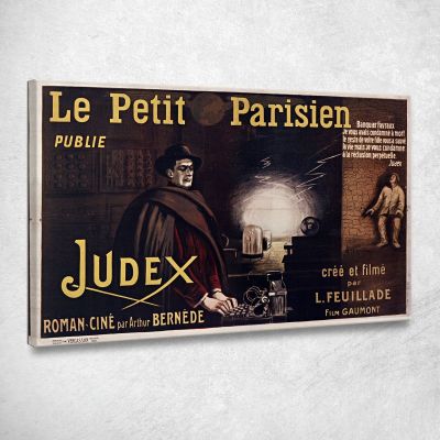 Le Petit Parisien Pubblica Il Romanzo-Cinema Judex Di Arthur Bernède Leonetto Cappiello lcp70 quadro stampa su tela