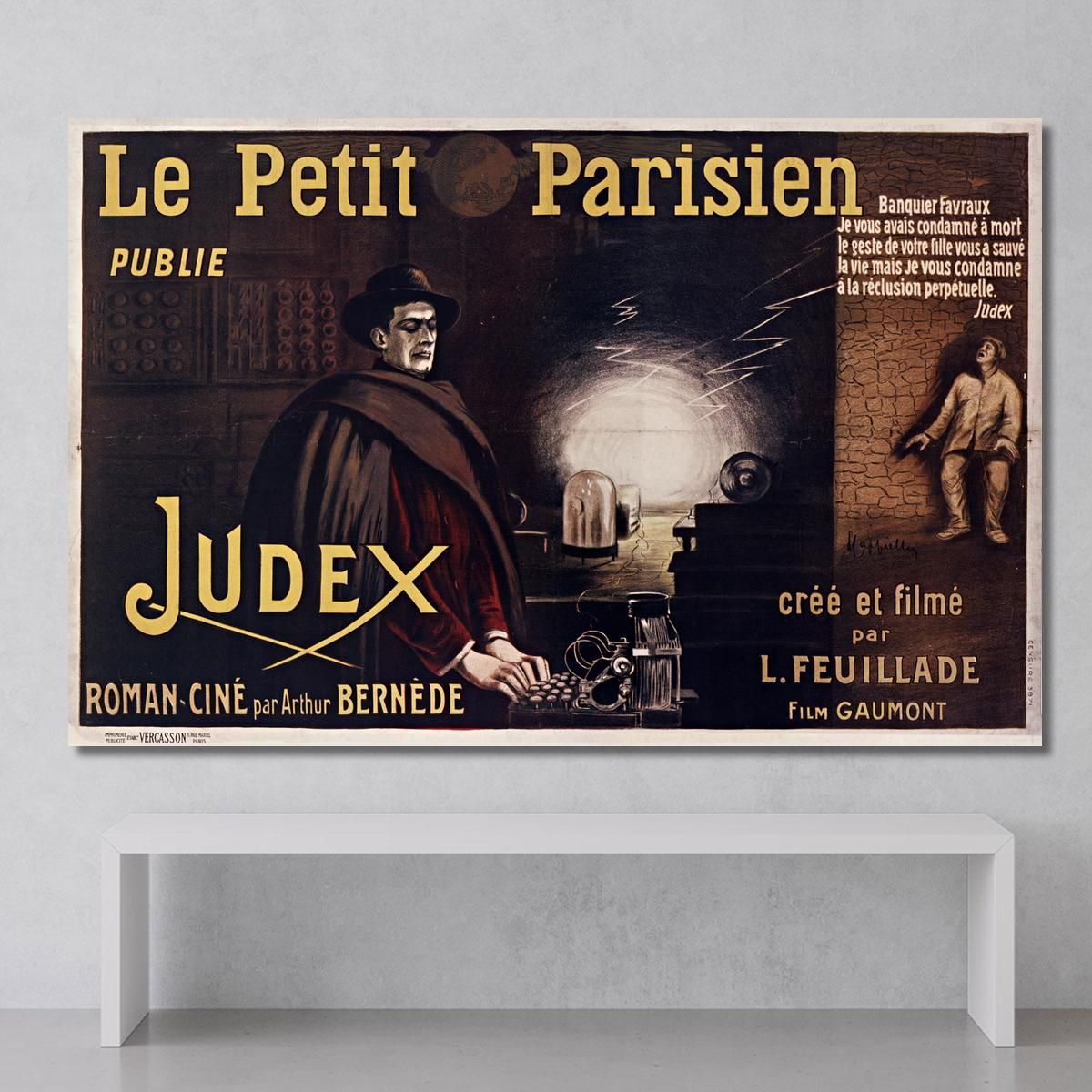 Le Petit Parisien Pubblica Il Romanzo-Cinema Judex Di Arthur Bernède Leonetto Cappiello lcp70 quadro stampa su tela