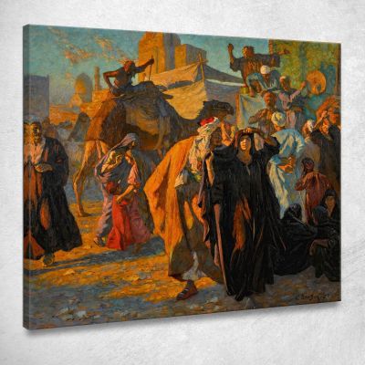 Una Festa Di Strada Al Cairo Ludwig Deutsch ldt7 quadro stampa su tela