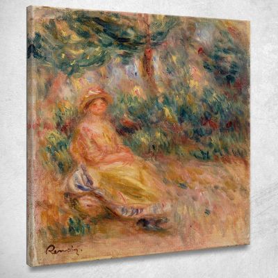 Donna In Rosa E Giallo In Un Paesaggio Pierre-Auguste Renoir par513 quadro stampa su tela