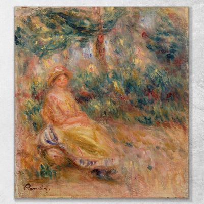 Woman In Pink And Yellow In A Landscape Pierre-Auguste Renoir, par513 canvas print