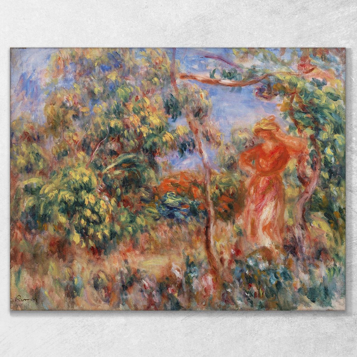 Donna In Rosso In Un Paesaggio Pierre-Auguste Renoir par614 quadro stampa su tela