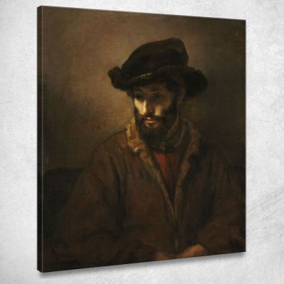 Un Uomo Barbuto Che Indossa Un Cappello Rembrandt van Rijn rvr1 quadro stampa su tela