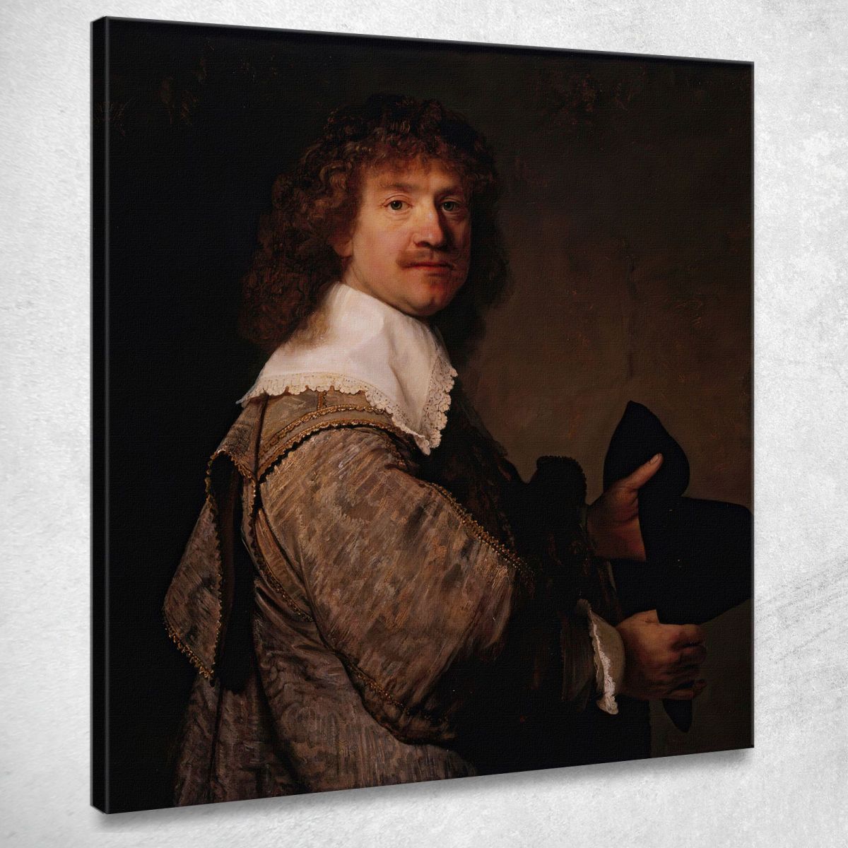 Portrait Of A Man Holding A Black Hat Rembrandt van Rijn canvas print, image size:1200x1200