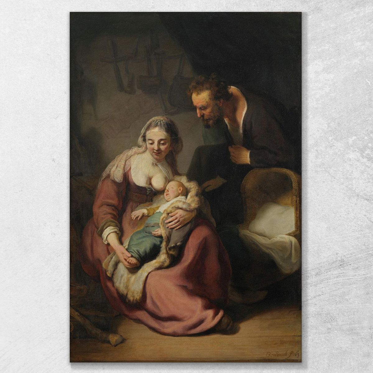 La Sacra Famiglia Rembrandt van Rijn rvr229 quadro stampa su tela