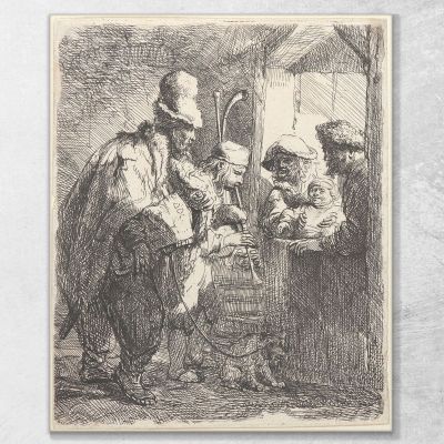 Les Musiciens Ambulants Rembrandt van Rijn, rvr248 tableau impression sur toile