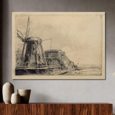 Il Mulino A Vento Rembrandt van Rijn rvr256 quadro stampa su tela