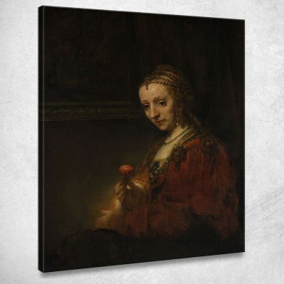 Donna Con Una Rosa Rembrandt van Rijn rvr269 quadro stampa su tela
