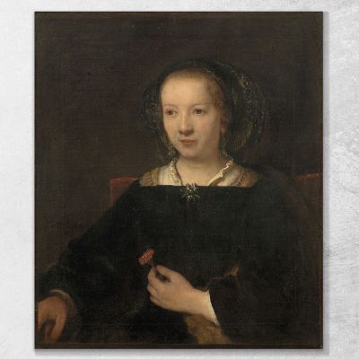 Mujer Con Clavel Rembrandt van Rijn, rvr270 cuadro en lienzo