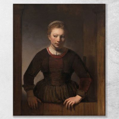 Mujer Joven En Una Media Puerta Abierta Rembrandt van Rijn, rvr274 cuadro en lienzo