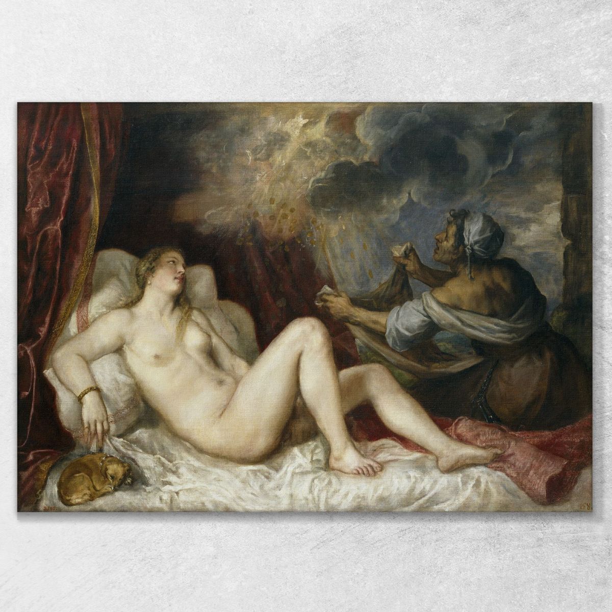 Danae Riceve Il Prado Della Pioggia D'Oro Titian Tiziano Vecellio ttn18 quadro stampa su tela