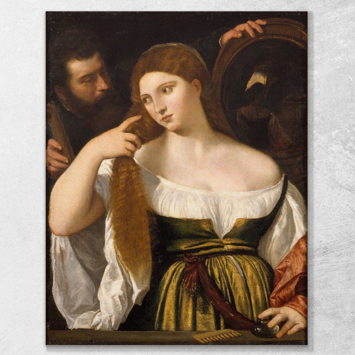 Ragazza Davanti Allo Specchio Titian Tiziano Vecellio ttn30 quadro stampa su tela