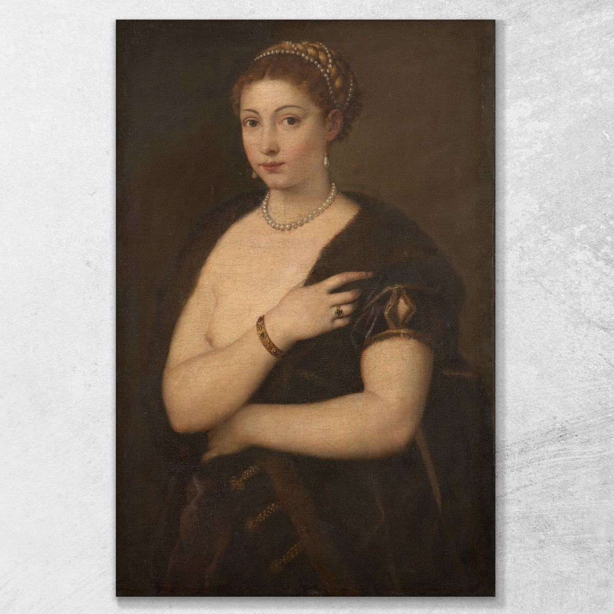 Ragazza Con La Pelliccia Titian Tiziano Vecellio ttn31 quadro stampa su tela