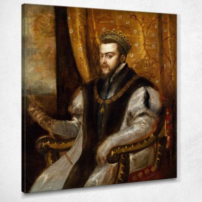 Re Filippo Ii Di Spagna Titian Tiziano Vecellio ttn34 quadro stampa su tela