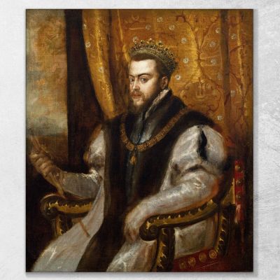 Re Filippo Ii Di Spagna Titian Tiziano Vecellio ttn34 quadro stampa su tela