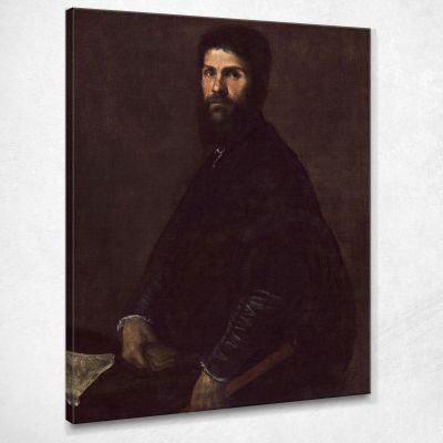 Uomo Che Tiene Un Flauto Titian Tiziano Vecellio ttn37 quadro stampa su tela