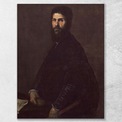 Uomo Che Tiene Un Flauto Titian Tiziano Vecellio ttn37 quadro stampa su tela