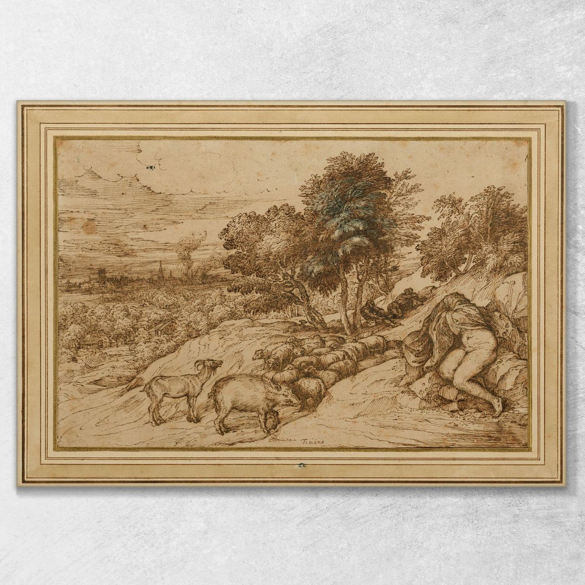 Scena Pastorale Titian Tiziano Vecellio ttn40 quadro stampa su tela